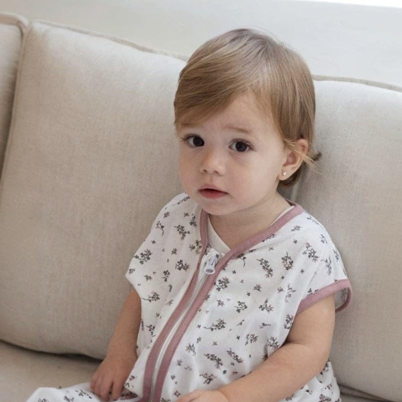 Baby Sleep Sack 12-18 Months 2 Pack, 100% Cotton Toddler Sleeping Bag, 2-Way Zipper Wearable Blanket for Baby Girl, Large, 0.5 TOG, Pink Star & Bloom - Image 5