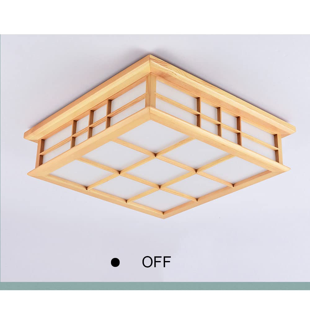 Lámpara de techo de madera de estilo japonés, montaje empotrado para sala de estar, lámpara rectangular con LED, perfecta para dormitorio, comedor, cocina