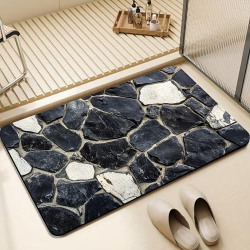 Image of MAXOSHINE PVC Bathroom Mats Anti Slip | Water Absorbent Bath Floor Mat | Quick Dry Anti Skid Bathroom Mats for Home | Door Mat for Wet Area 40x60 CM (Stone Grey)
