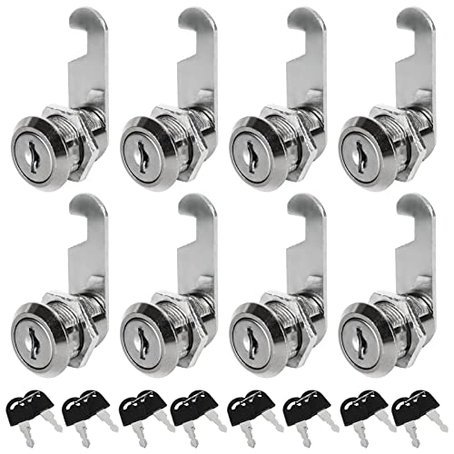 Lot de 8 Serrures Boîte aux Lettres Universelle, 20mm Serrure Armoire Metallique, Barillet Boite aux Lettres en Alliage de Zinc avec 16 Clés pour Tiroir, Armoire, Placard, Boîte aux Lettres