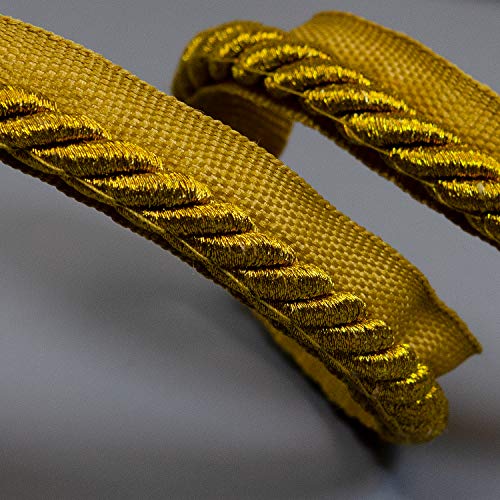 Trims By The Yard Gloria 1/4" Metallic Twisted Lip Cord Trim | Antique Gold| (20 Yard Cut) #TOP3