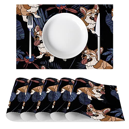 Sets de table Corgi antidérapants lot de 6 lavables pour repas - 3