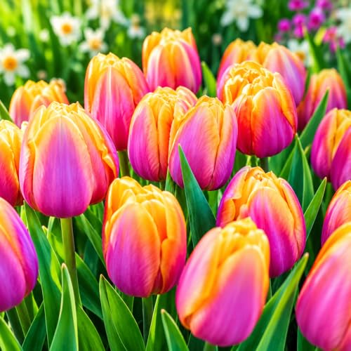 10 Pink Passion Tulip Bulbs | Pink & Golden Yellow Tulips