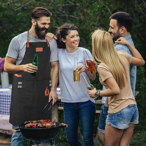 onlyfire Verstellbare Grillschürze mit 2 Taschen, Kochschürze Wasserdicht Schürze mit 127cm Langen Bändern, Küchenschürze für Männer und Frauen, Gärtnerschürze für Grill, Küche, Restaurant