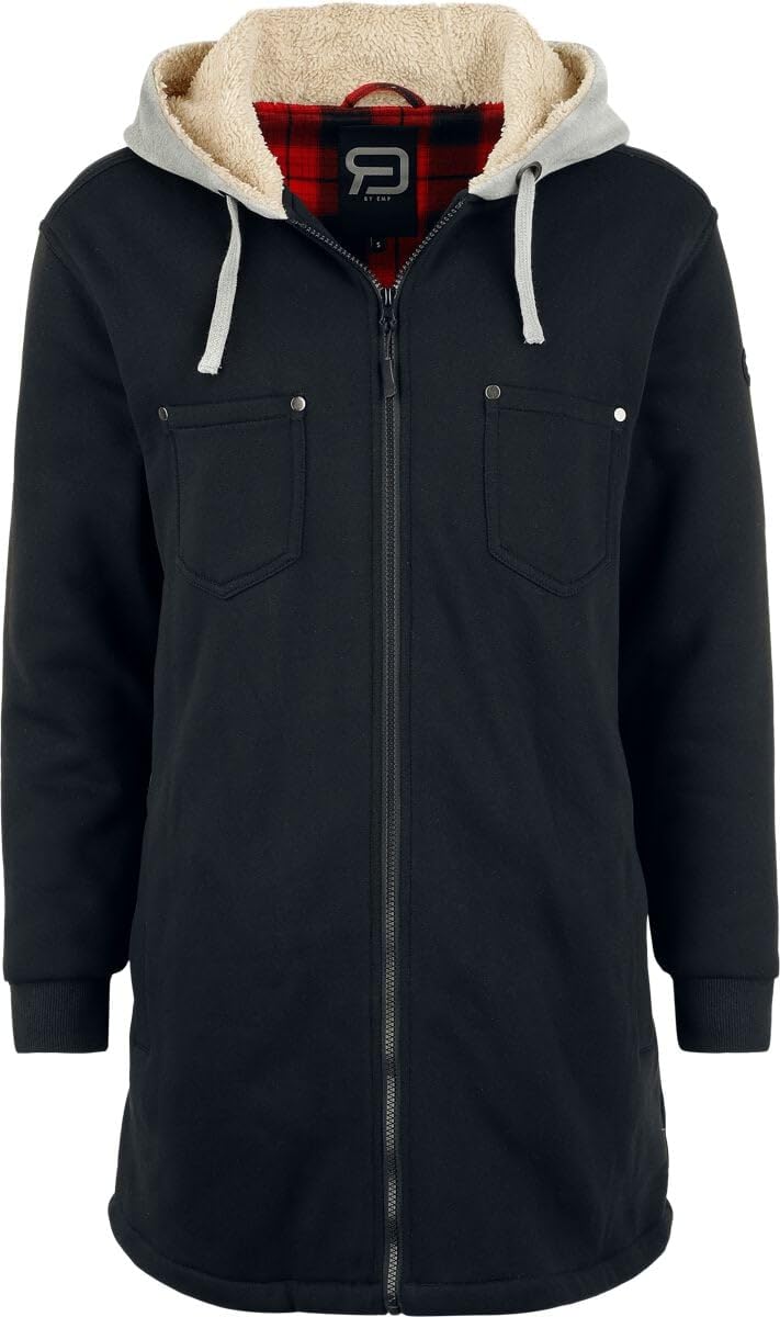 RED by EMP Damen schwarze Kapuzenjacke mit Teddyfutter