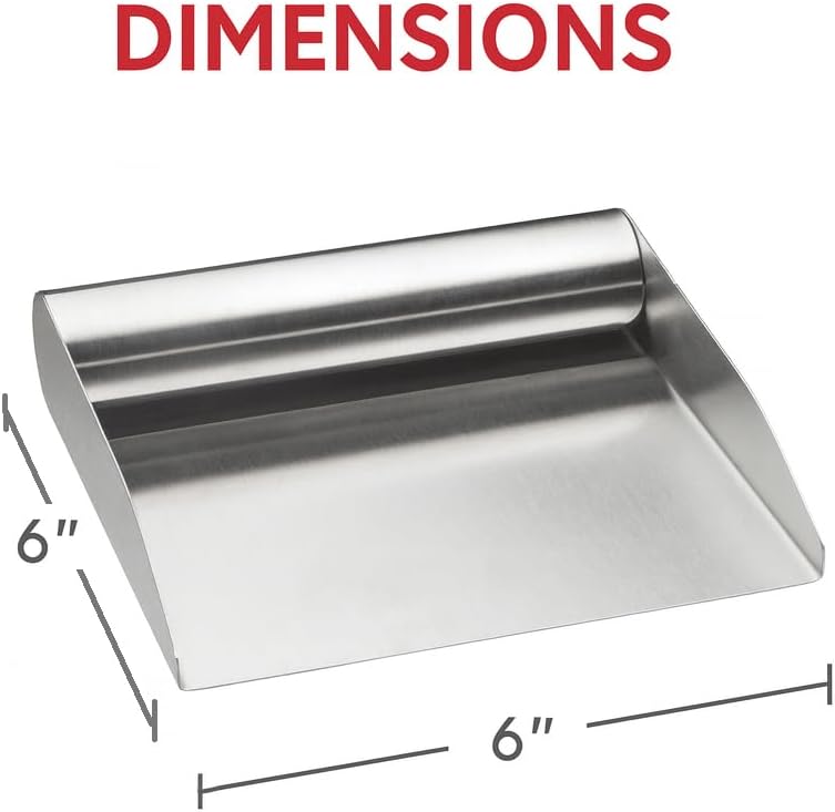 HIC Kitchen Food Scoop, 18/8 Stainless Steel, Wide Mouth, For Transferring Chopped Ingredients And Scraping Pastry Dough, 6-Inch