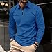 Men's Shirts Lightweight Fashion Casual Solid Color Long Sleeve Zipper Lapel Polo Shirt Business Ribbed Workout Top Blue Long Sleeve Casual Shirts for Men XL