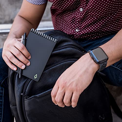 Rocketbook Smart Reusable - Dotted Grid Eco-Friendly Notebook With 1 Pilot Frixion Pen & 1 Microfiber Cloth Included - Infinity Black Cover, Mini Size (3.5" X 5.5") #TOP4