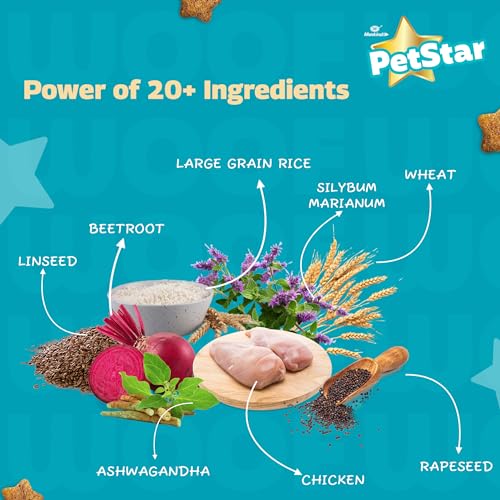 Image of Petstar Adult Dry Dog Food (High Protein) Chicken & Wheat Flavor, 3kg and Mankind BubbleStar Neem & Aloe Vera 2-in-1 Shampoo & Conditioner for Dogs & Cats,200 ml