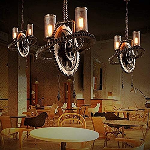 Chandeliers 2 Lights Wooden Gear Rusty Metal Water Pipe Pendant Lights Industrial Retro Steampunk Hanging lamp for Restaurants, Corridors, Living Rooms, Bars, Cafes steampunk buy now online Chandeliers 2 Lights Wooden Gear Rusty Metal Water Pipe Pendant Lights Industrial Retro Steampunk Hanging lamp for Restaurants, Corridors, Living Rooms, Bars, Cafes steampunk buy now online