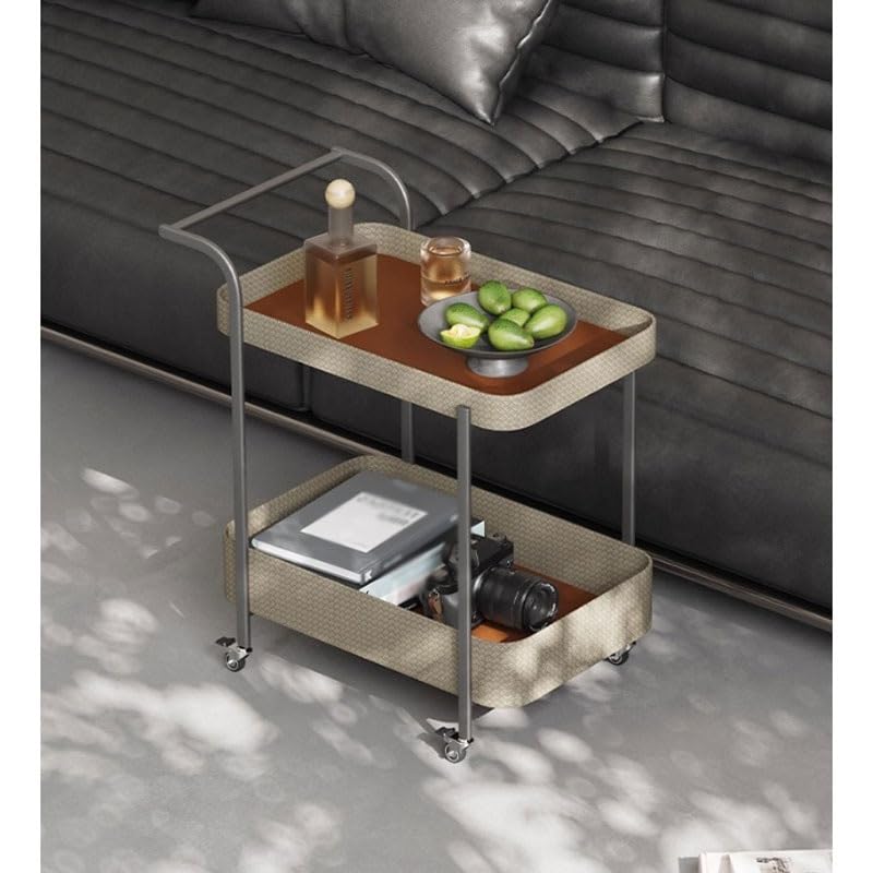 Mueble del Salón Carrito de Comedor, sofá, Mesa Auxiliar, Sala de Estar, hogar, Silla de Montar móvil, Cuero, Ligero, Estante de Almacenamiento de Lujo Mesas Auxiliares Salón