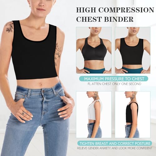 LODAY Women Transgender Tomboy FTM Elastic Chest Binder Bra Pullover Tank Top3