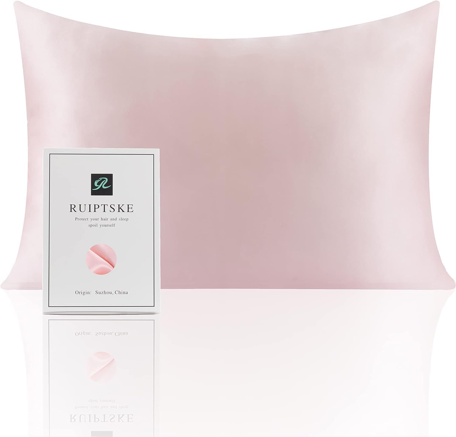 Natural Silk Pillowcase Hypoallergenic 22 Momme 100% Silk 600 Thread Count with Concealed Zip (Pink, 40 x 80 cm)