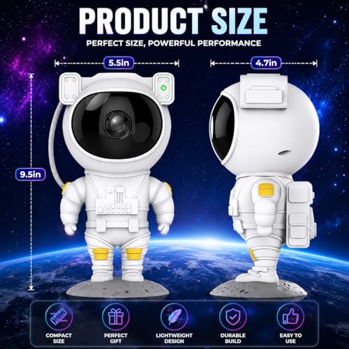Image of One94Store Astronaut Galaxy Projector Night Light - 360 Rotating Nebula Star Projector with Remote Control, Timer & Adjustable Head - Space Lamp for Kids' Bedroom, Gifts, Gaming Room, Home & Decor