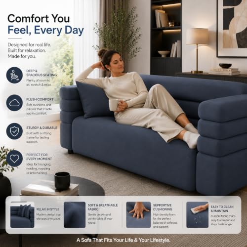 Image of Modern Designer Furniture Collection | Premium Upholstered Lounge Seating with Sculptural Contemporary Design | High-Density Foam Cushions & Solid Wood Frame | Minimalist Home & Living (Dark Grey)