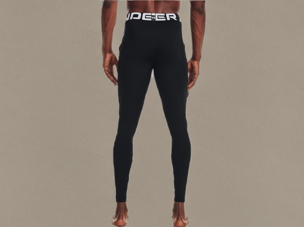 Under Armour Leggings ColdGear Uomo, Nero/Bianco, M Alti
