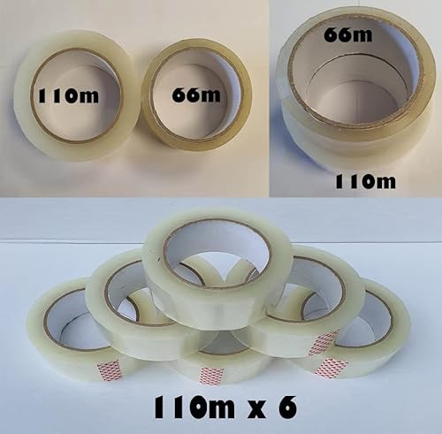 6 rotoli di nastro adesivo trasparente per pacchi