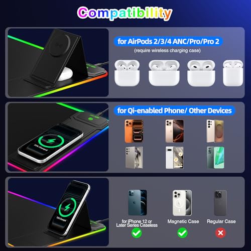 Image of XL RGB Gaming Mousepad, 25 Lighting Effects, 15W Fast Charging, Phone Stand | 31.5 inchx11.8 inch Extended Keyboard Mat Pad with Stitched Edges, Ultra-Smooth Waterproof Surface, Non-Slip Base
