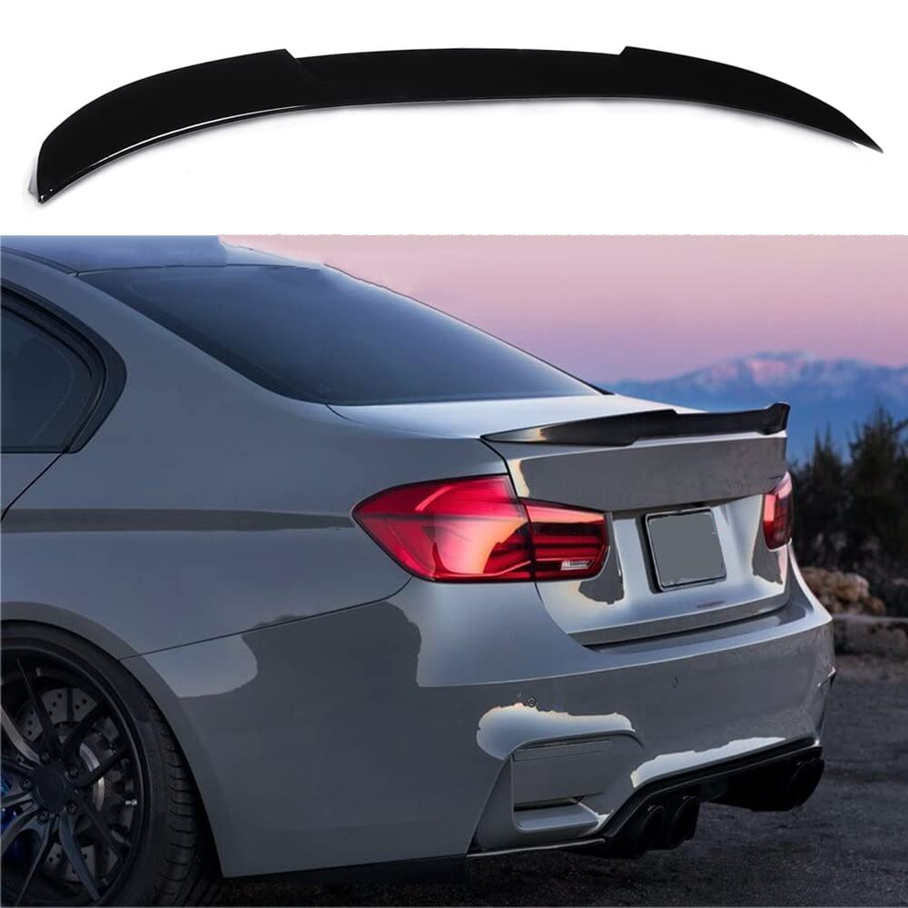 Samochód M4 Styl Tylny Spoiler Bagażnika Tylna Klapa Tylna Skrzydło Splitter Wargi Dla BMW F30 3 Series 4-drzwi Sedan 2012-2018 F80 M3 Sedan 2014-2019(Gloss Black)