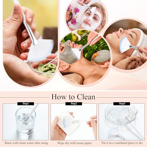 Image of 9 Pieces Facial Fan Mask Brushes, Soft Facial Applicator Brushes Tools for Peel Glycolic Makeup for Mud Cream(White Blue)