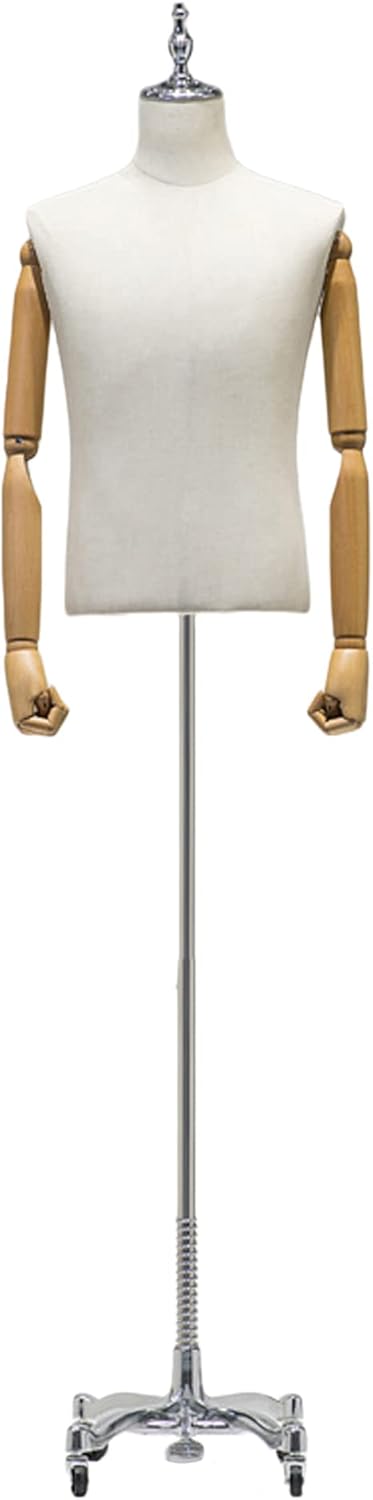 Male Mannequin Torso Dress Forms, Adjustable Height Manikin Body Clothing Display Form, with Metal Stand, for Clothing Dress Jewelry Display,Square Plate,B,Universal,B