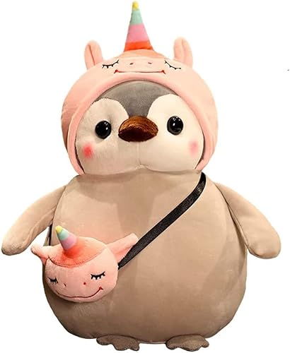 Galatee Lindo pingüino de unicornio personalizado de 9.8 pulgadas, peluche Kawaii de pingüino suave con trajes de unicornio, regalos para niños y