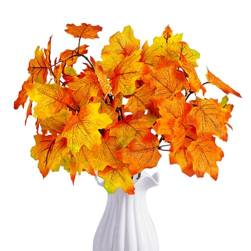 ROLLWAY 6 Bündel Kunstblumen Herbst wie Echt Herbstblätter...