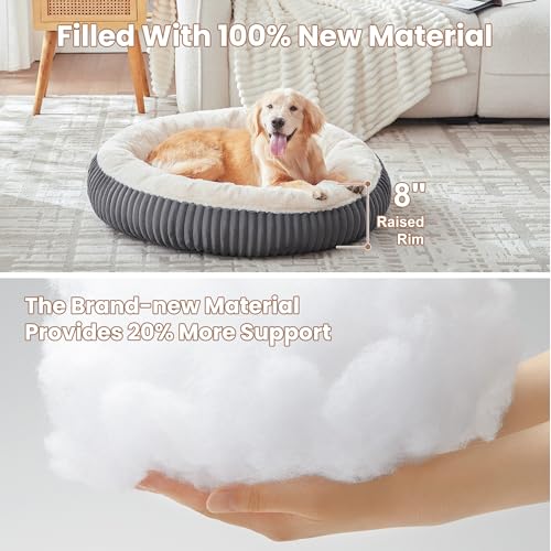 Image of 36 inches Donut Dog Bed for Large Dogs - Calming Round Pet Bed with Removable Cover,Washable Milk Plush Faux Fur, Fits Pets up to 80 lbs(Charcoal,Large)