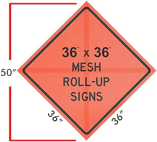 orangegear 3634 x 3634 mutcd ttc compliant orange mesh rollup traffic control sign fiberglass ribs amp steel single spring sign stand kit custom