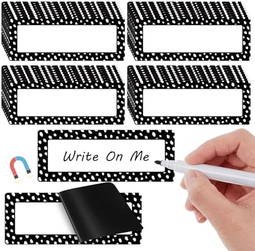 Eaasty 48 Pcs Dry Erase Magnetic Labels Reusable Magnetic Name Ta...