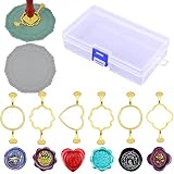 9 Pieces Wax Seal Kits-6 Pcs Metal Wax Seal Molds for Wax Seal Stamp,2 Pcs Round Shape Silicone Mat