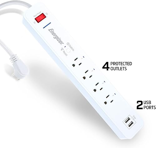Miniatura 6 de Energizer Connect Smart WiFi Protector contra sobretensiones con 4 puertos de CA, 2 puertos USB, acceso remoto y control de voz Compatible con