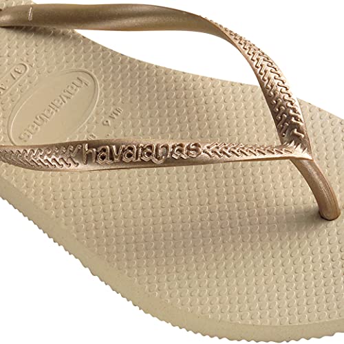 Chinelo Slim, Havaianas, Feminino, Areia/Dourado Claro, 33/34