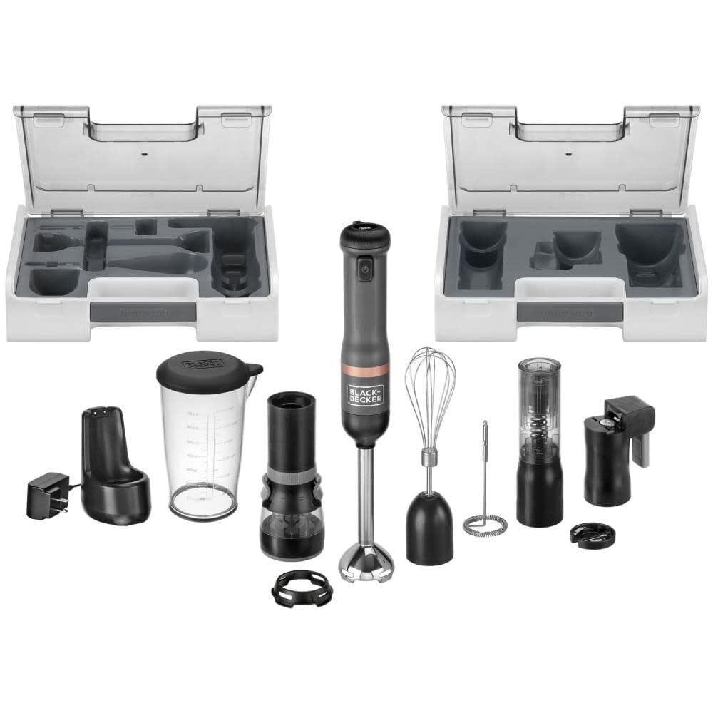 BLACK DECKER Kitchen Wand Cordless Immersion Blender 6 in 1 Multi Tool Set Hand Blender with Charging Dock