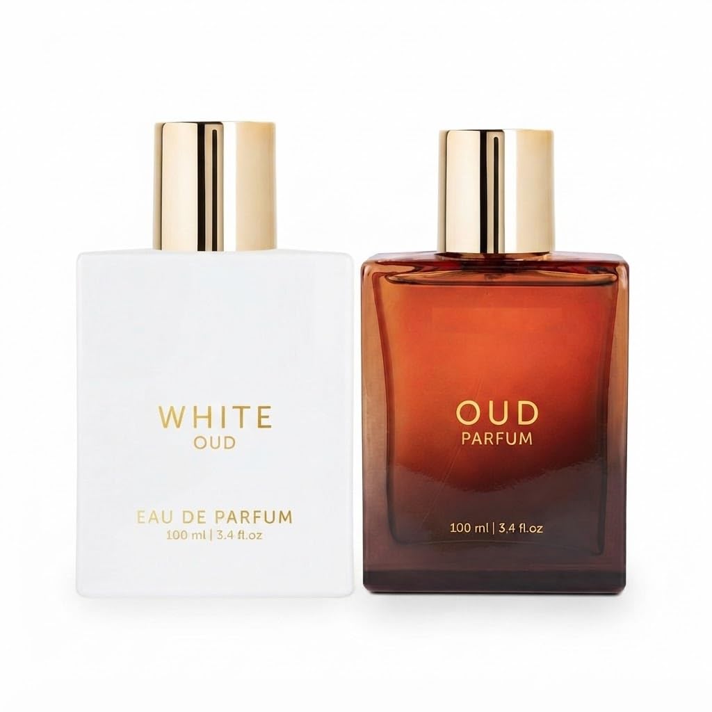 Luxury WhiteOud & Oud Eau de Parfum 100ml Each (2 sztuki) | Długotrwały Spray zapachowy dla kobiet i mężczyzn, Premium Perfume Duo | Codzienny Scent | Elegancki zestaw podarunkowy | 2 x 100ml