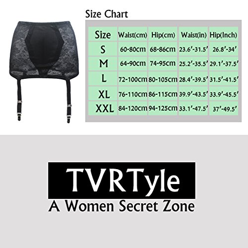 Tvrtyle Black/White Vintage 4 Wide Strap Metal Clip Sexy Women's Garter Belts For Stockings (Medium, Black) #TOP5