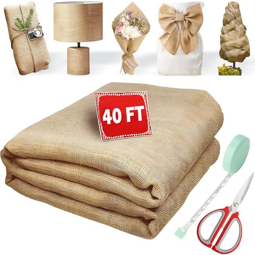40“ x 40 Feet Burlap Roll Multipurpose Burlap Tree Wrap High Density Jute Fiber, Weed Barrier, Craft Projects and Party Decor