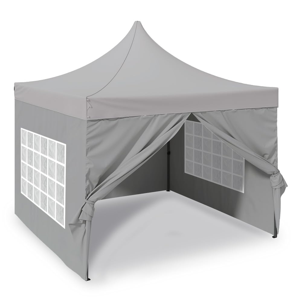 Jack Stonehouse Garden Pop Up Gazebo 3m x 3m Waterproof Party Marquee Tents With 4 Detachable Tear Resistant Sides And Windows Waterproof Silver PU Coated Layer Roof Heavy Duty Carry Bag.