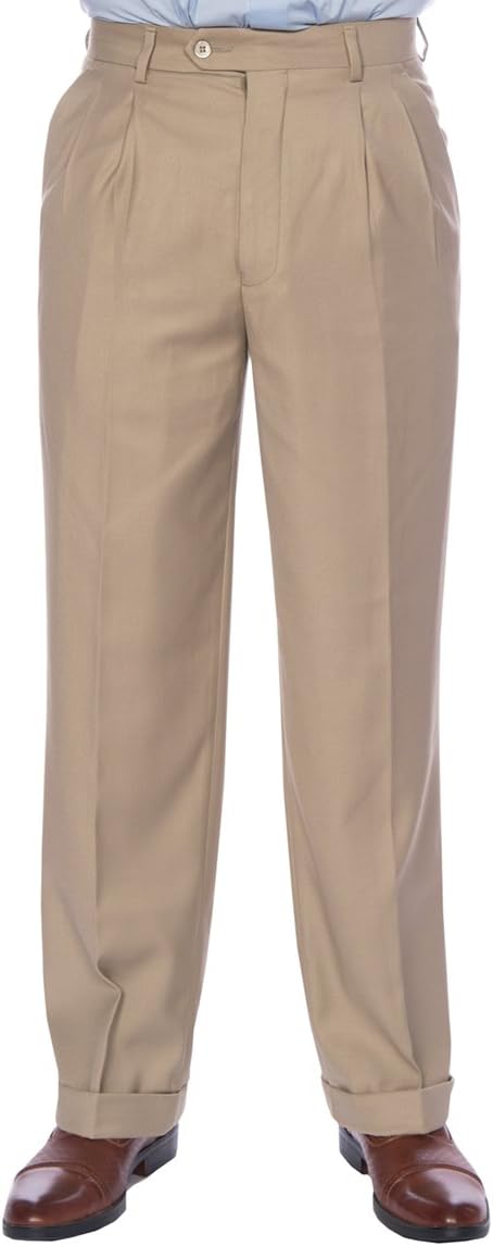 Men’s Premium Regular Fit Pleated Dress Pants – Classic Tailored Slacks, Multiple Colors, Comfortable Work & Formal Wear