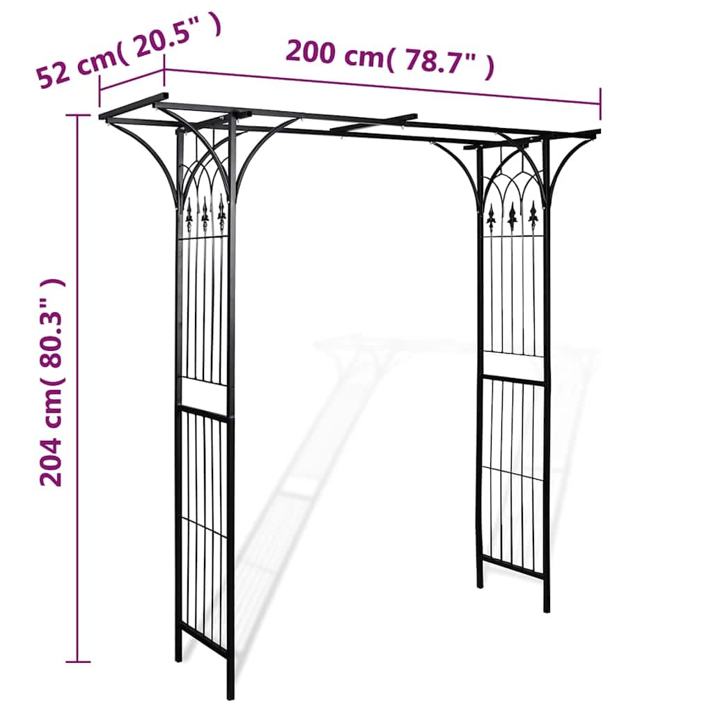 Arco de jardín 200x52x204 cm, Casa y jardín Jardín Artículos de Exterior Estructuras de Exteriores Pérgolas, Arcos y enrejados de jardín, Negro, 9.3kg