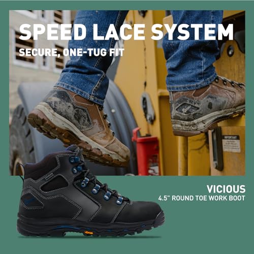Danner Vicious 4.5” Waterproof Work Boots for Men - Full-Grain Leather with Breathable Gore-Tex Lining, Speed Lace System, and Non Slip Heeled Outsole2