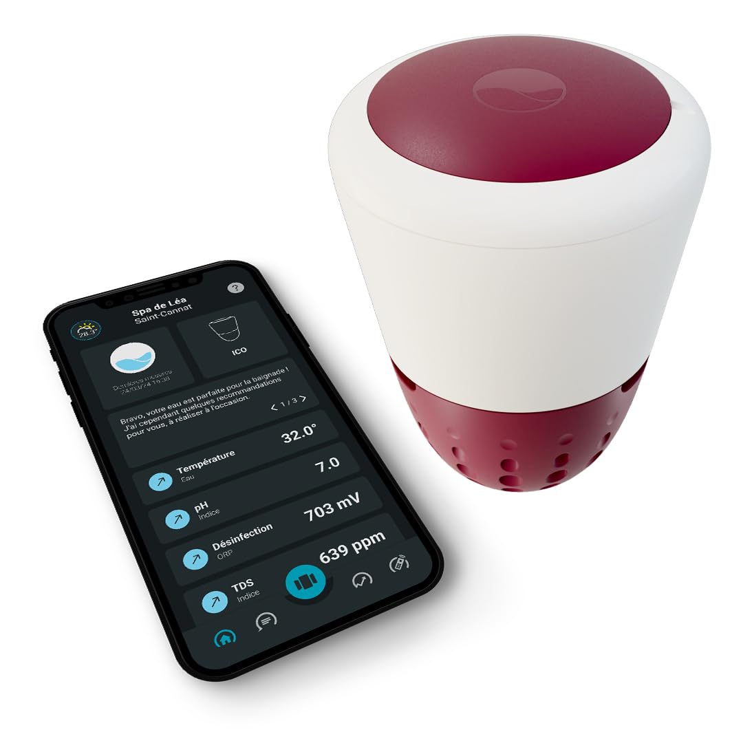 Ondilo ICO SPA V2 Essential+ Sale - Analizzatore d'acqua elettronico per piscine trattate con sale - Misurazioni ogni ora pH, ORP, TDS e temperatura dell'acqua - Kit di calibrazione incluso