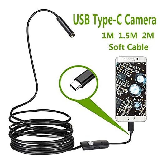 MEELLION Endoscope USB Snake Detection Camera IP67 Waterproof USB C borescope C Type Range Camera for Samsung Galaxy S9 / S8 Google Pixel Nexus 6p. GYMJN (Cable Length : 1M)
