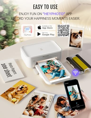 Image of iDPRT 4x6 Photo Printer, CP4100 Photo Printer for iPhone & Android with 108 Sheets & 2 Cartridges, Wi-Fi Wireless Portable Picture Printer, Instant Print Photos, Dye Sublimation, White