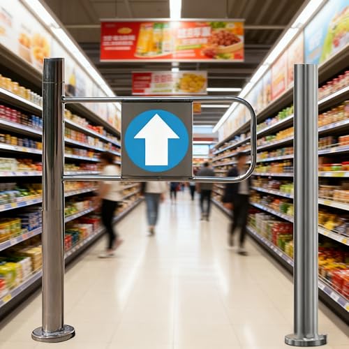 QYLTTDM Spring-Loaded Safety Swing Gate, Metal Swing Gate, 90° Opening Metal Barricade, Self-Closing Industrial Fence with Post Mount, for Warehouse, Industrial Use, Library, Shop