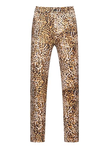 Lars Amadeus Animal Pattern Dress Pants for Men's Big and Tall Flat Front Printed Trouser