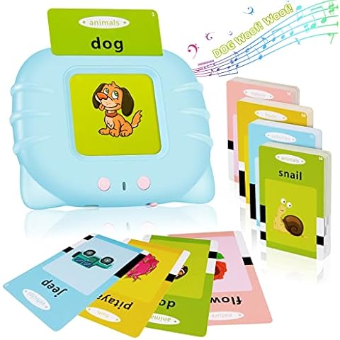 Ednzion Talking Flash Cards with 224 Sight Words, Montessori Educational Learning Interactive Toddler Toys, Speech Therapy and Autism Sensory Toys, Blue Cover