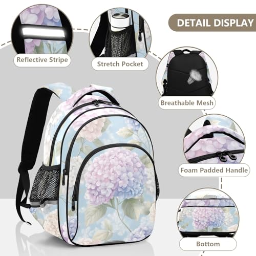 School Backpack for Boys Teen Bookbag Book Bags Pastel Hydrangea Casual Daypack Travel High Middle School Student4
