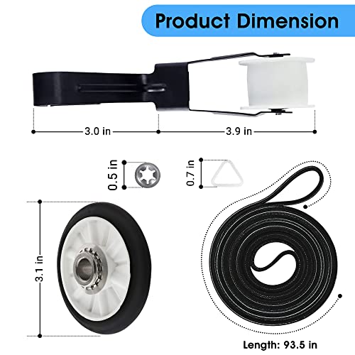 4392065 Dryer Maintenance Replacement Repair Kit Package Includes Drum Roller Belt and Idler Pulley by B&CEcom LLC