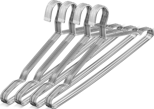 PUREZON 40 Pack Wire Hangers,16.5 Inch Wire Coat Hanger,Heavy Duty Stainless Steel Metal Hangers,Ultra Thin,Non Slip,Space Saving Clothes Hanger for Closet,Coats, Shirts,Suits,Pant(Sliver)